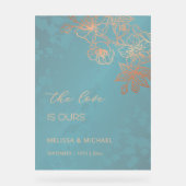 Rose Gold Teal Transparent Wedding Acryl Bord (Voorkant)