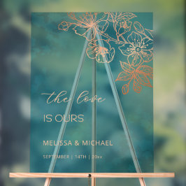 Rose Gold Teal Transparent Wedding Acryl Bord