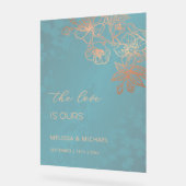 Rose Gold Teal Transparent Wedding Acryl Bord (Hoek)