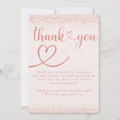 Rose Gold Thank You Confetti Heart Script Bedankkaart (Voorkant)