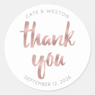 Rose gold thank you, personalized, faux foil ronde sticker