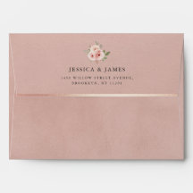 Rose Gold Velvet Texture Chic Wedding Envelope