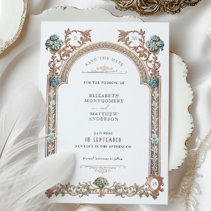 Rose Gold Victoriaanse Hydrangea Save-the-Date Kaart