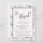 Rose Gold  We Eloped Script Marmer Ontvangstkaartj Kaart (Voorkant)