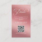 Rose Gold Wedding Reception QR Code Informatiekaartje (Voorkant)