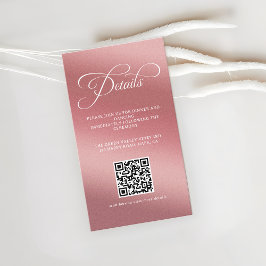 Rose Gold Wedding Reception QR Code Informatiekaartje