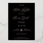 Rose Gold Whimsical Luxury Modern 2 Photos Collage Folie Uitnodiging (Achterkant)