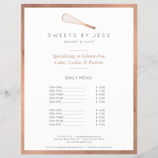 Rose Gold Whisk Bakkerij Full Page Flyer (Voorkant)