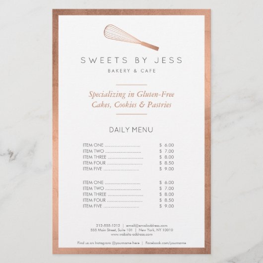 Rose Gold Whisk Bakkerij Halve Pagina Flyer (Voorkant)