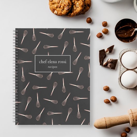 Rose Gold Whisk Pattern | Chef Catering Recipe Notitieboek