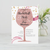 Rose Gold Wine Bachelorette Party Kaart (Staand voorkant)
