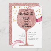 Rose Gold Wine Bachelorette Party Kaart (Voorkant / Achterkant)