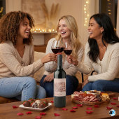 Rose Gold Wines Before Valentines Funny Galentine' Wijn Etiket