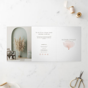 Rose Gold Zee Waaiers Koraal Interieur Ontwerp Bro Drieluik Kaart
