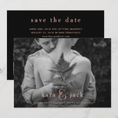 Rose Goud Ampersand | Vier Foto's Save the Date Kaart (Voorkant / Achterkant)