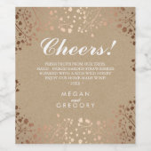 Rosé goud | Baby's Breath | Kraft-papierstijl Wijn Etiket (Enkel label)