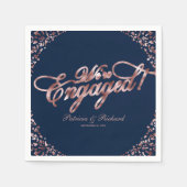Rose Goud Blauw We Zijn Verliefd Verloving Feest Servet (Voorkant)