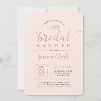 Rose Goud & Blush | Elegante Trouw Bruidsfeest Kaart