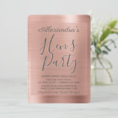 Rosé goud | Blush Pink Girly Hen's Party Kaart (Staand voorkant)