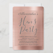Rosé goud | Blush Pink Girly Hen's Party Kaart (Voorkant)