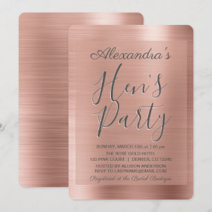 Rosé goud Blush Pink Girly Hen's Party Kaart