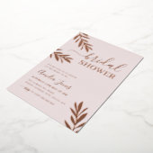 Rose Goud Boho Blad Bruidsdouche Folie Uitnodiging (Gedraaid)