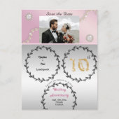 Rose Goud Diamanten 10e Verjaardag Save the Date Briefkaart (Voorkant)