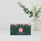 Rose Goud Drips Aardbei Groen Visitekaartje (Staand voorkant)