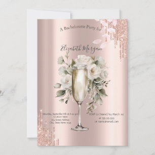 Rose Goud Drips Bloem Wijn Glas Bachelorette Kaart