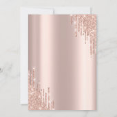 Rose Goud Drips Champagneglas Bachelorette Kaart (Achterkant)