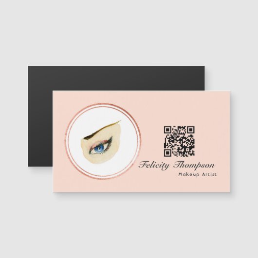 Rose Goud en Blush Roze Visagist QR Code (Voorkant / Achterkant)