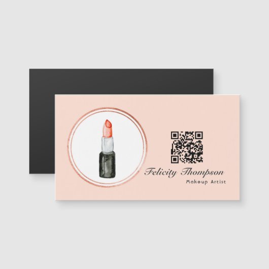 Rose Goud en Blush Roze Visagist QR Code (Voorkant / Achterkant)