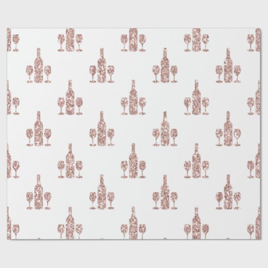 Rosé Goud en Goud Glitter Wijn thema Cadeaupapier (Vlak)