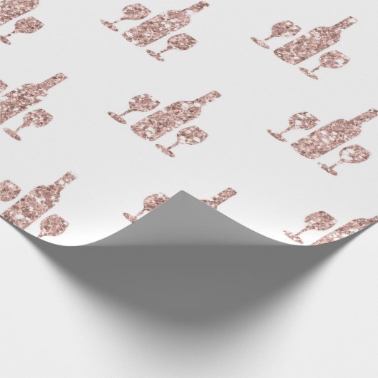 Rosé Goud en Goud Glitter Wijn thema Cadeaupapier (Hoek)