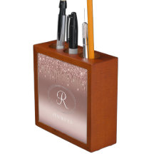 Rose goud en zilver glitter monogram