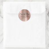Rose Goud Folie Bruiloft Save the Date Ronde Sticker (Tas)