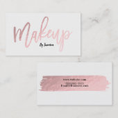 Rose Goud Folie Make-up Moderne Script Penselenstr Visitekaartje (Voorkant / Achterkant)