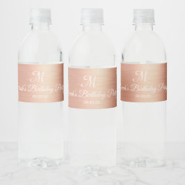 Rose Goud Folie Monogram Huwelijk Verjaardag Favor Waterfles Etiket