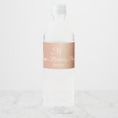 Rose Goud Folie Monogram Huwelijk Verjaardag Favor Waterfles Etiket (Voorkant)