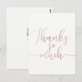 Rose Goud Folie Script Bedankt Hartelijk Dank Briefkaart (Voorkant / Achterkant)