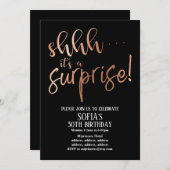 Rose Goud Folie , sst het is een Surprise feestje Kaart (Voorkant / Achterkant)