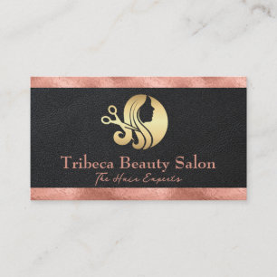 Rose Goud Folie Trim Leer Salon Logo Visitekaartje