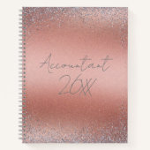 Rose Goud Geborsteld Metaal Glitter Monogram | Notitieboek (Voorkant)