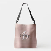 Rose Goud Geborsteld Metaal Monogram  Crossbody Tas (Achterkant)