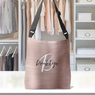 Rose Goud Geborsteld Metaal Monogram  Crossbody Tas
