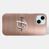 Rose Goud Geborsteld Metaal Schrift Monogram Case-Mate iPhone Case (Achterkant (horizontaal))