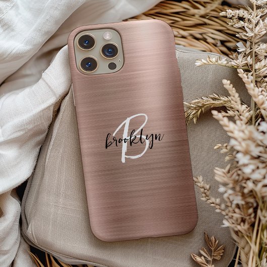 Rose Goud Geborsteld Metaal Schrift Monogram Case-Mate iPhone Case