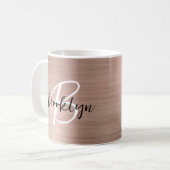 Rose Goud Geborsteld Metaal Schrift Monogram Koffiemok (Voorkant links)