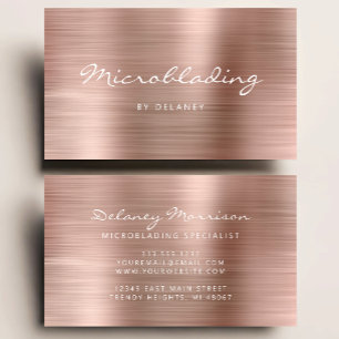 Rose Goud Geborsteld Metaal Script Microblading Visitekaartje