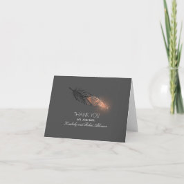 Rose goud gedompelde glitter veer elegante bedankk bedankkaart